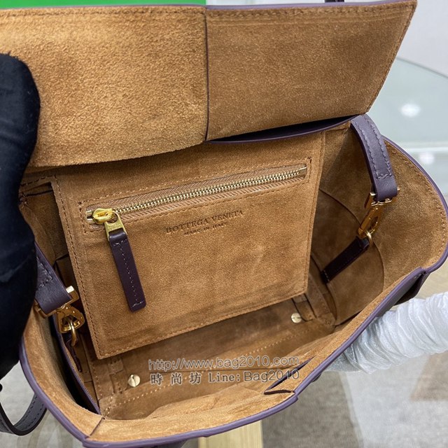 Bottega veneta高端女包 KF008 寶緹嘉新款Arco29 黑加紫 BV經典款mini平紋皮編織女手提包  gxz1124